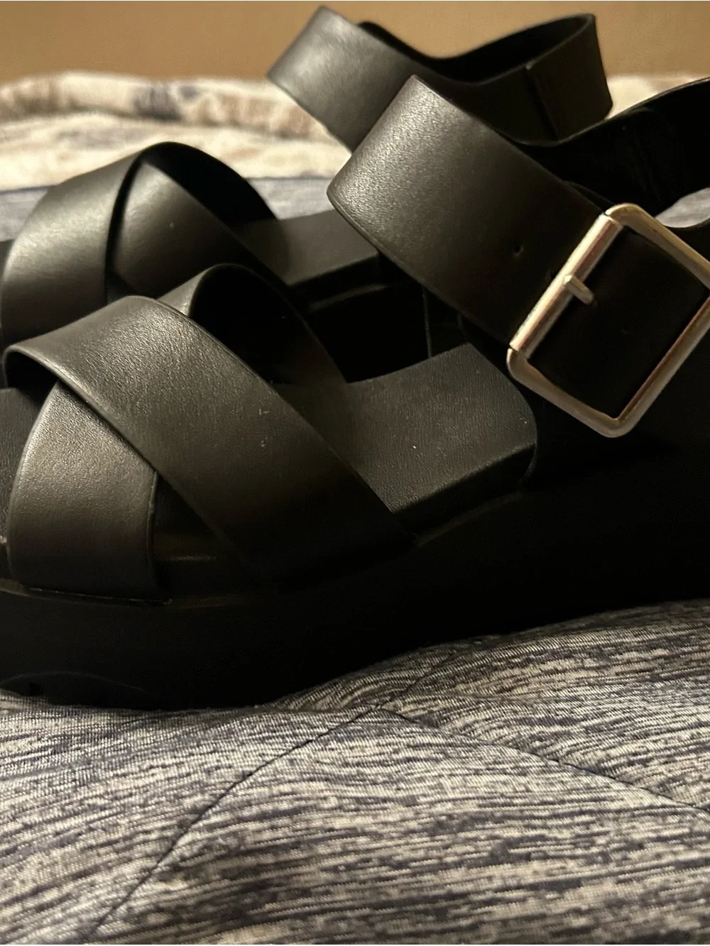 Soda Black Platform Sandals